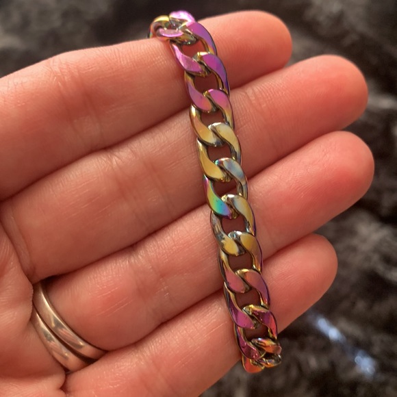 Rainbow Anodized Cuban Chain Bracelet - Picture 5 of 7
